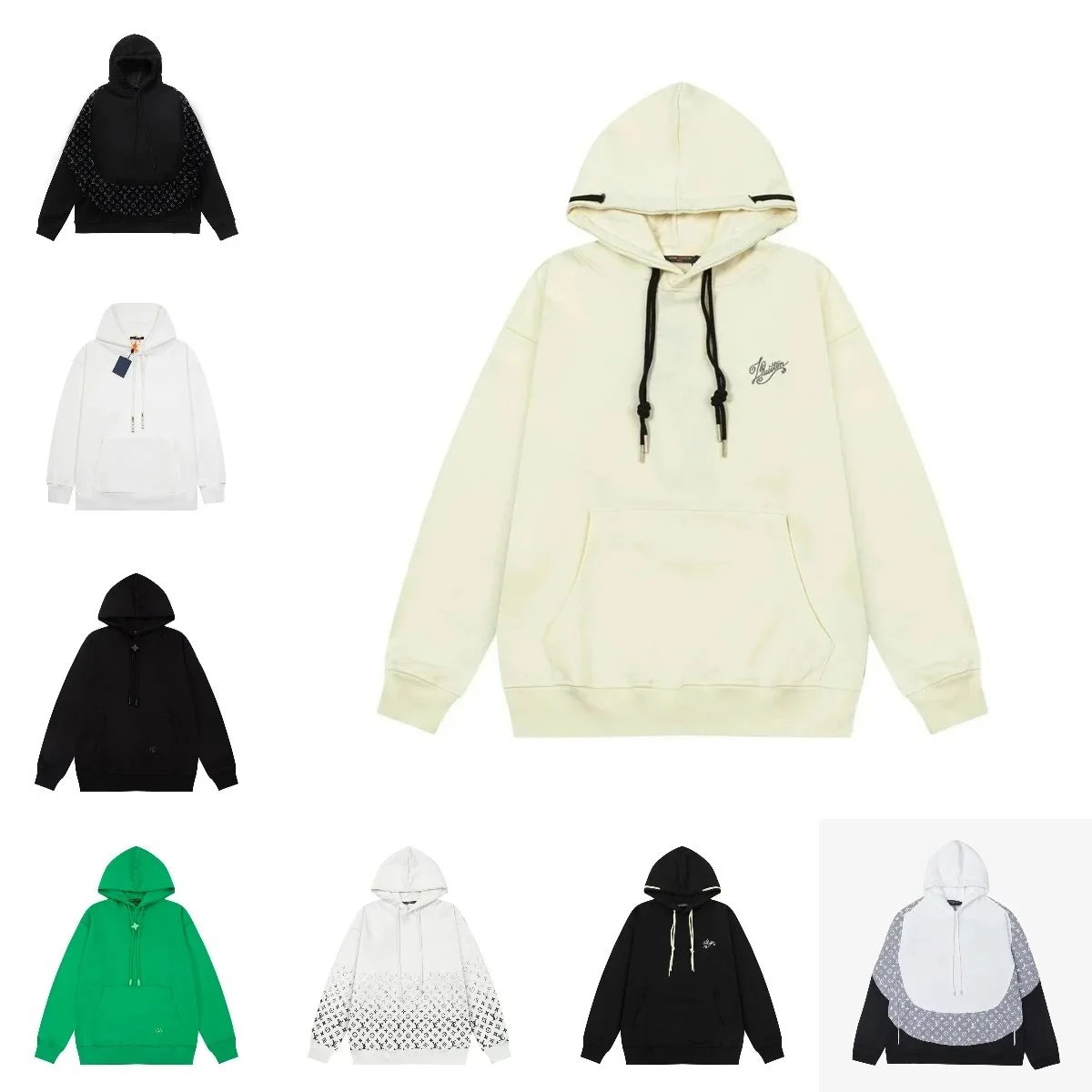 Louis Vuitton Cream Hoodie with Drawstrings