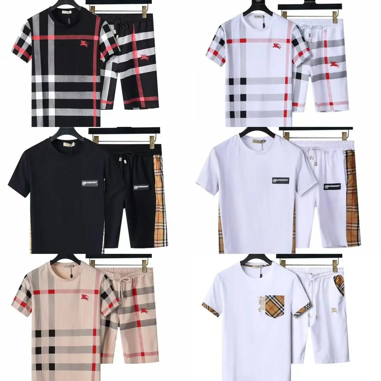 Burberry Black and White Check T-Shirt and Shorts Set