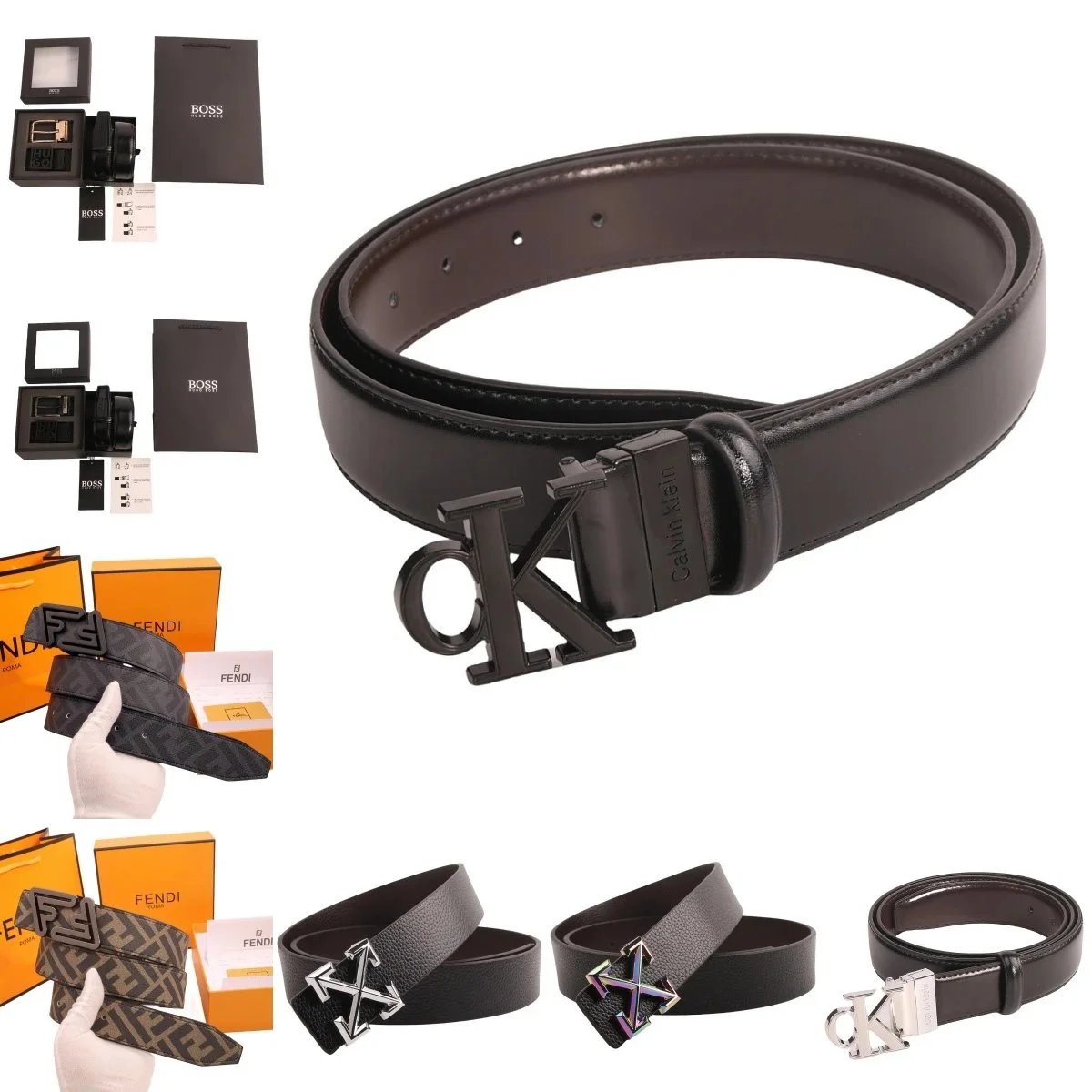 Calvin Klein Black Leather Belt with Metal Buckle