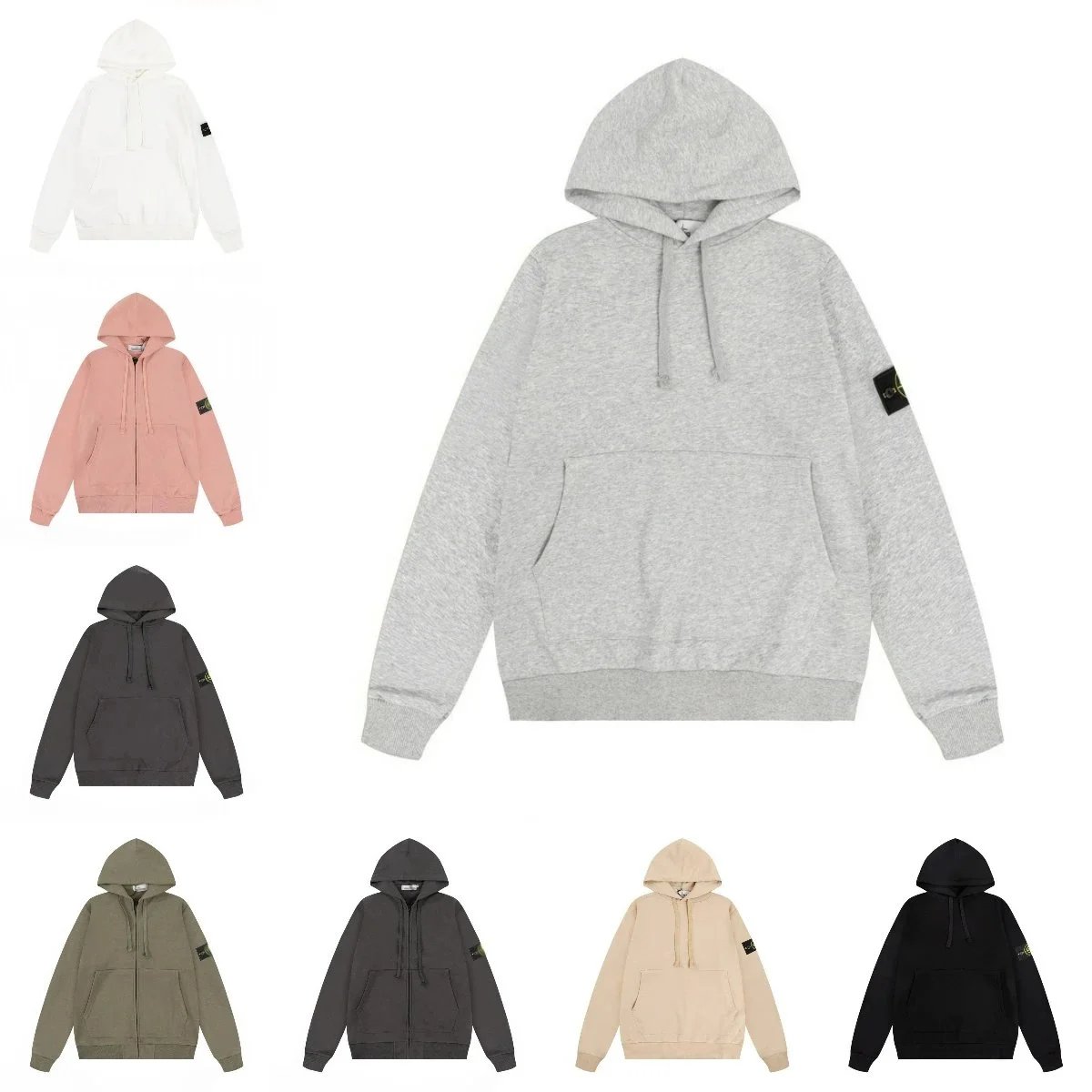Stone Island Grey Hoodie with Front Pocket