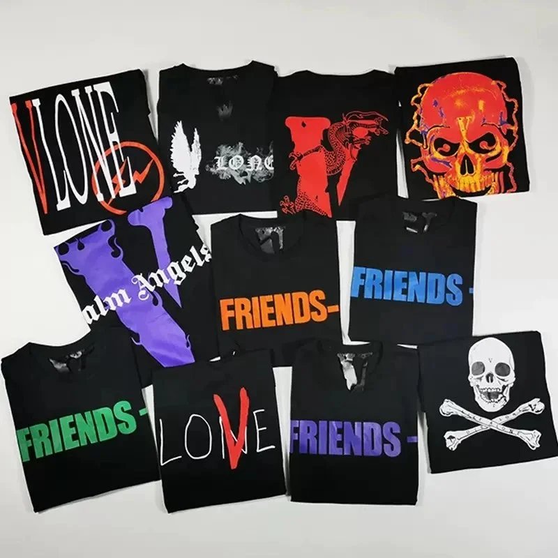 Vlone Black Graphic T-Shirt Collection
