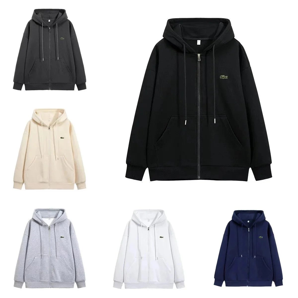 Lacoste Black Zip-Up Hoodie