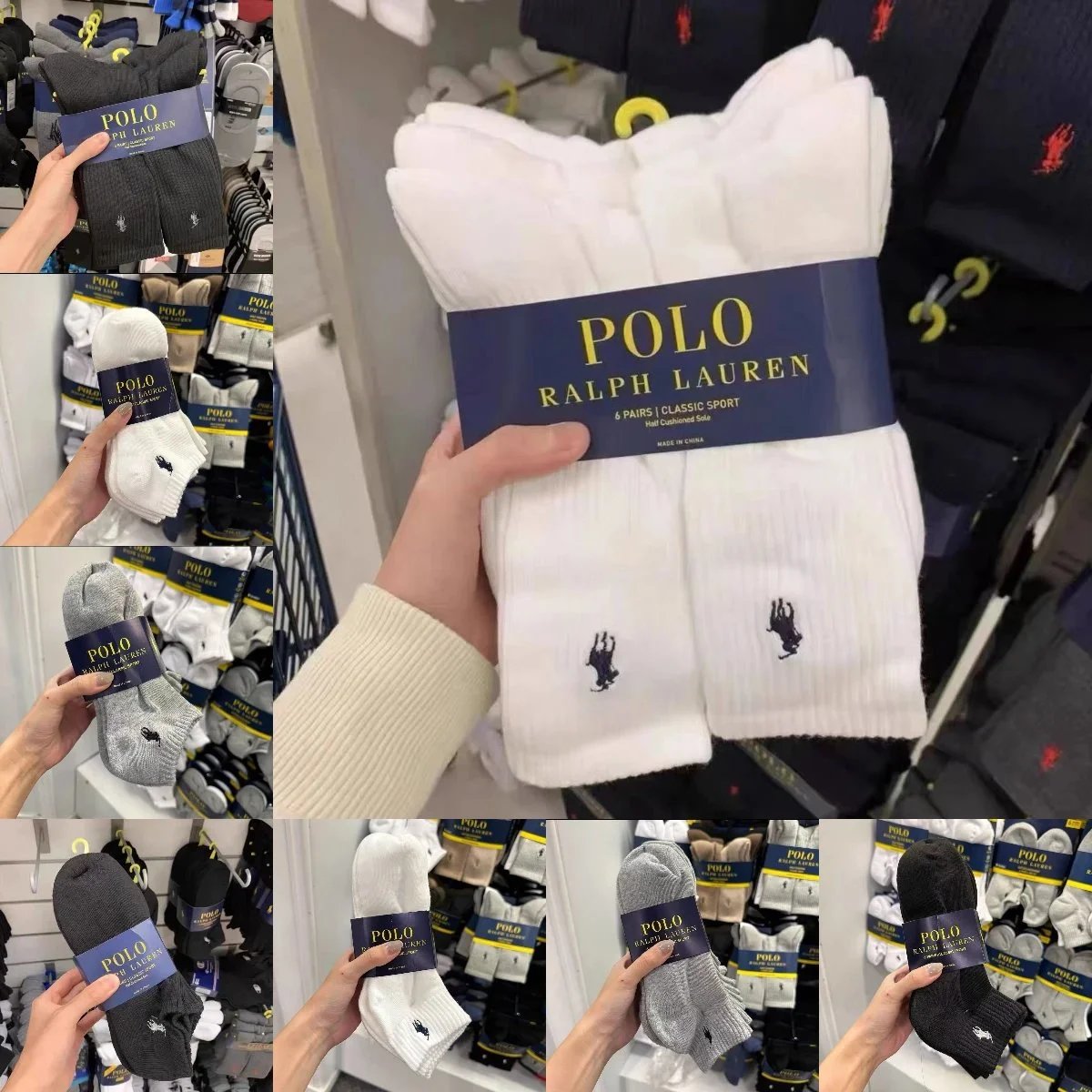 Polo Ralph Lauren White 6-Pack Socks