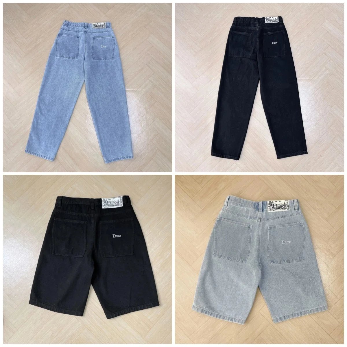 Dime Blue and Black Denim Pants and Shorts Combo
