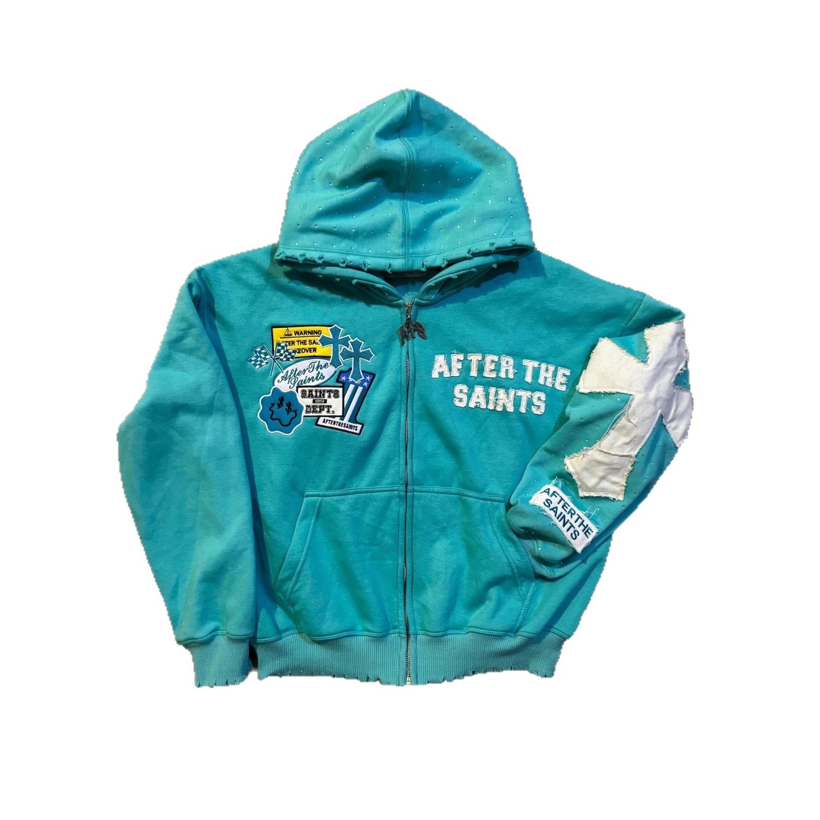 After The Saints Turquoise Zip-Up Hoodie