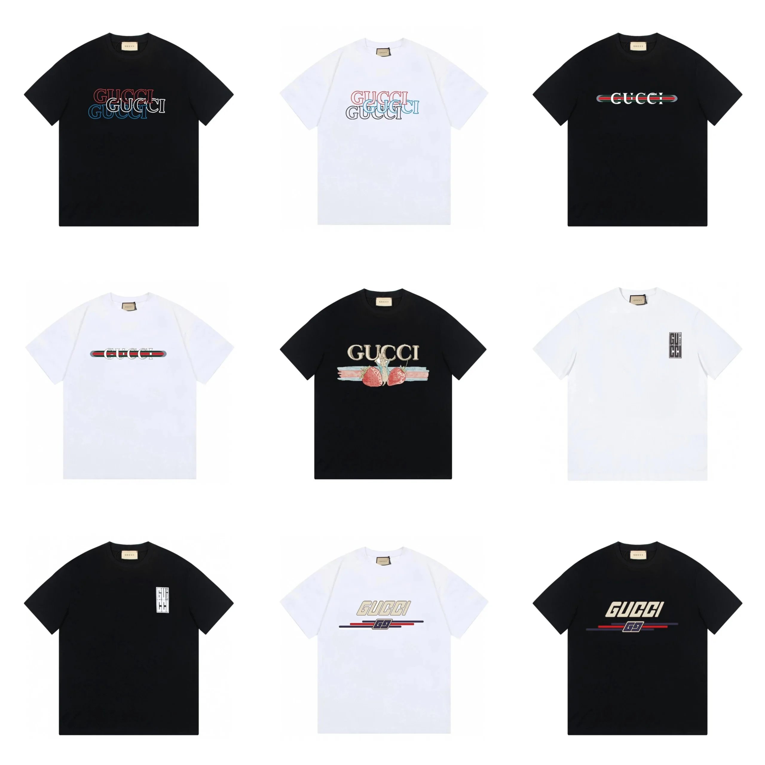 Gucci Black and White Short Sleeve T-Shirts
