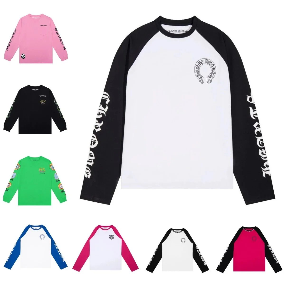 Chrome Hearts White Black Long Sleeve T-Shirt
