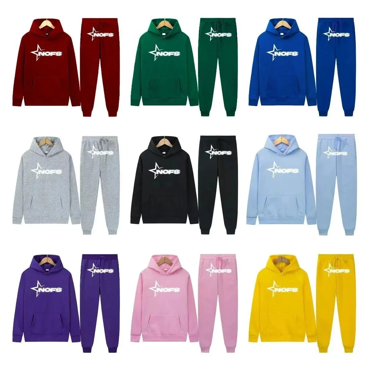 NOFS Color Block Hoodie and Pants Tracksuit Set