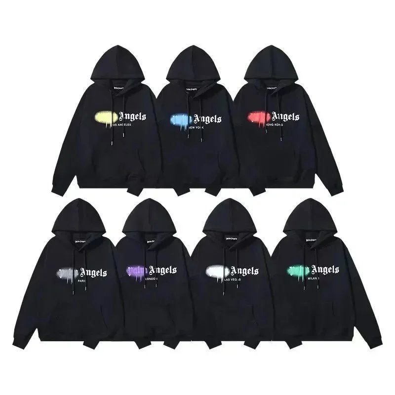 Palm Angels Black Hoodie with Colorful 