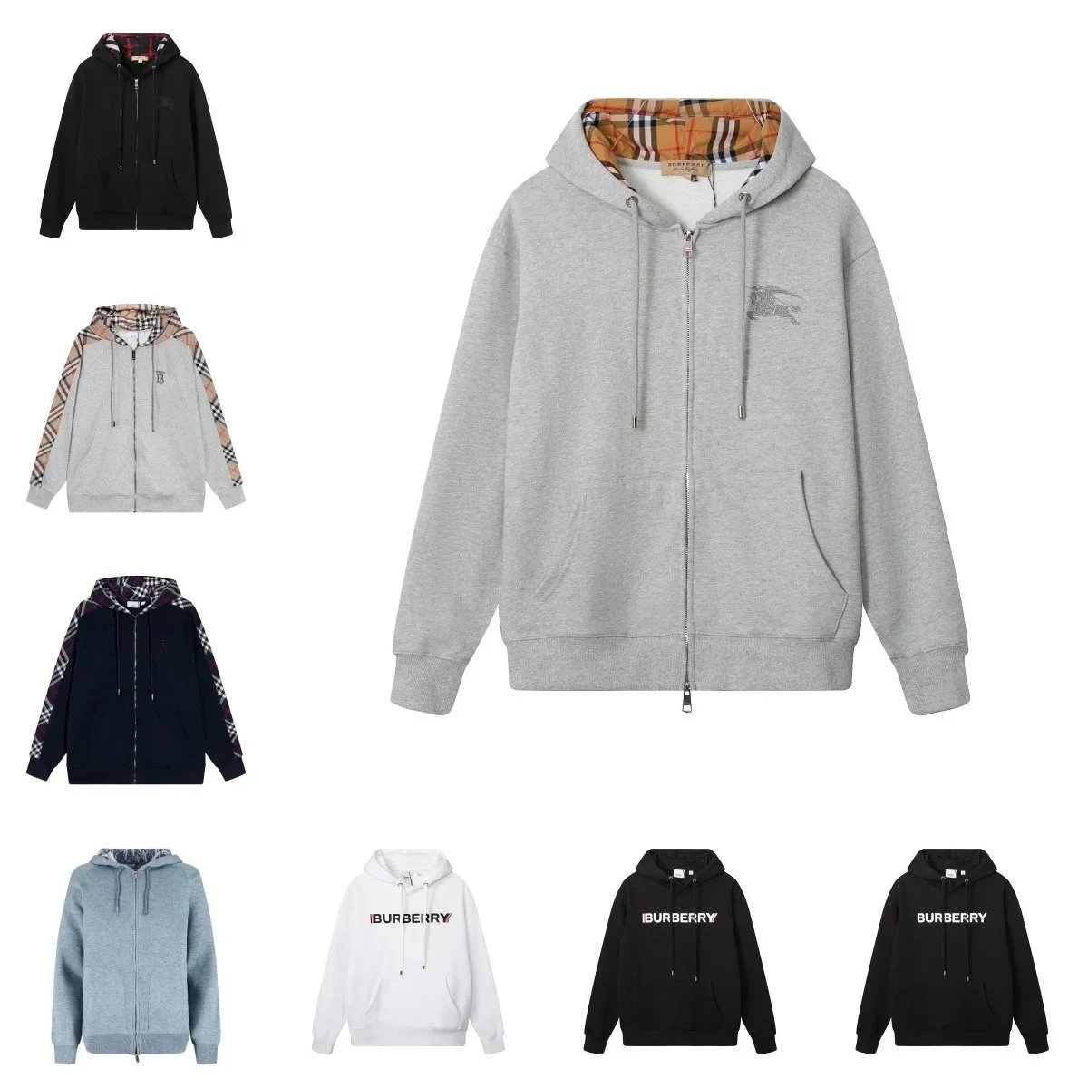Burberry Grey Zip-Up Hoodie