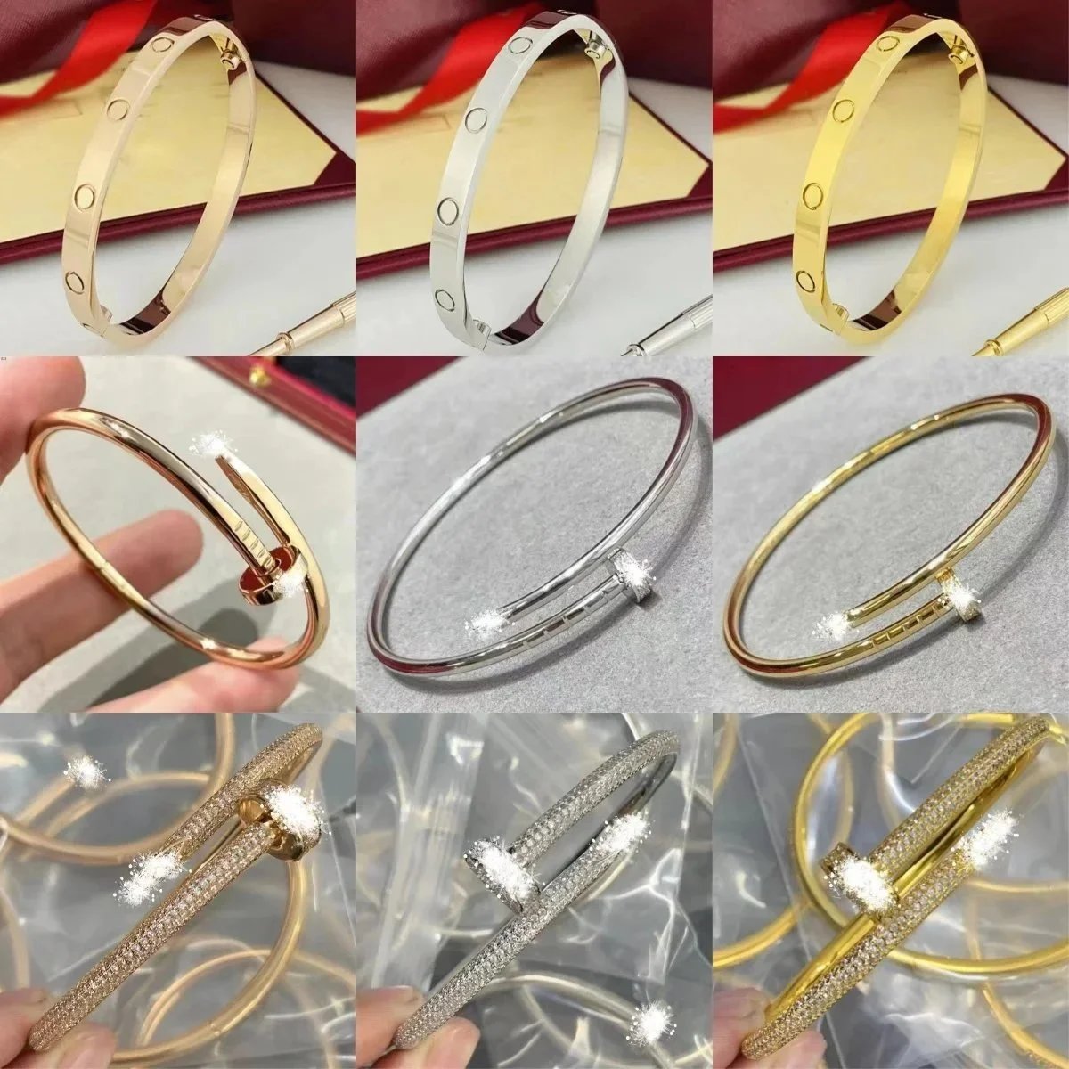 Cartier Love Bangle Bracelet in Gold, Silver, and Rose Gold