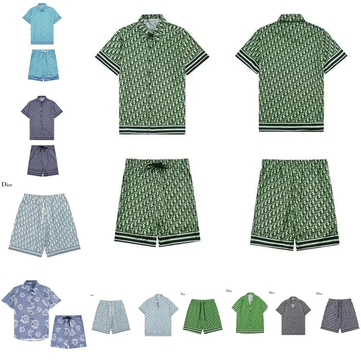 Dior Green Short Sleeve Shirt and Shorts Set