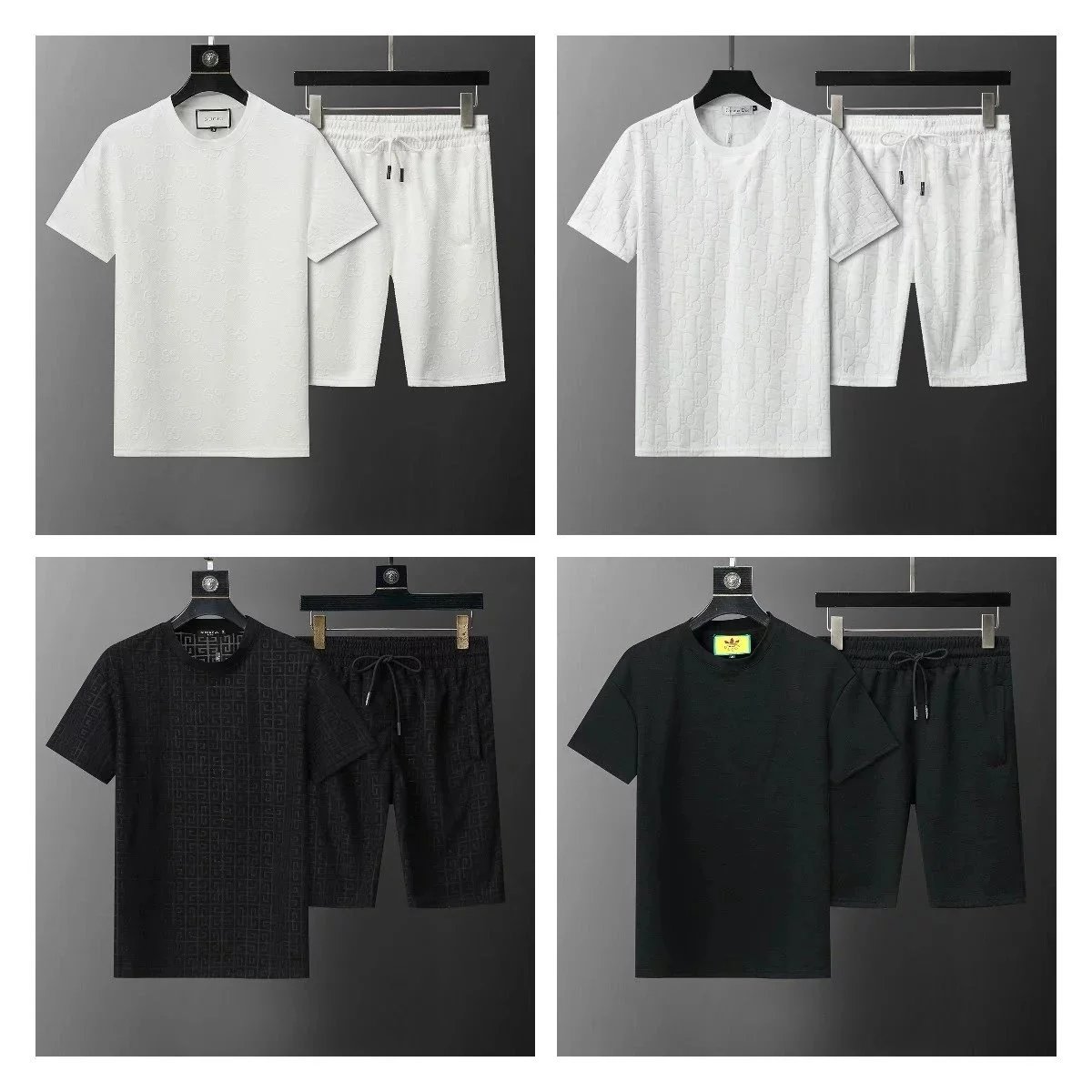 Gucci White Short Sleeve T-Shirt and Shorts Set, Black Short Sleeve T-Shirt and Shorts Set