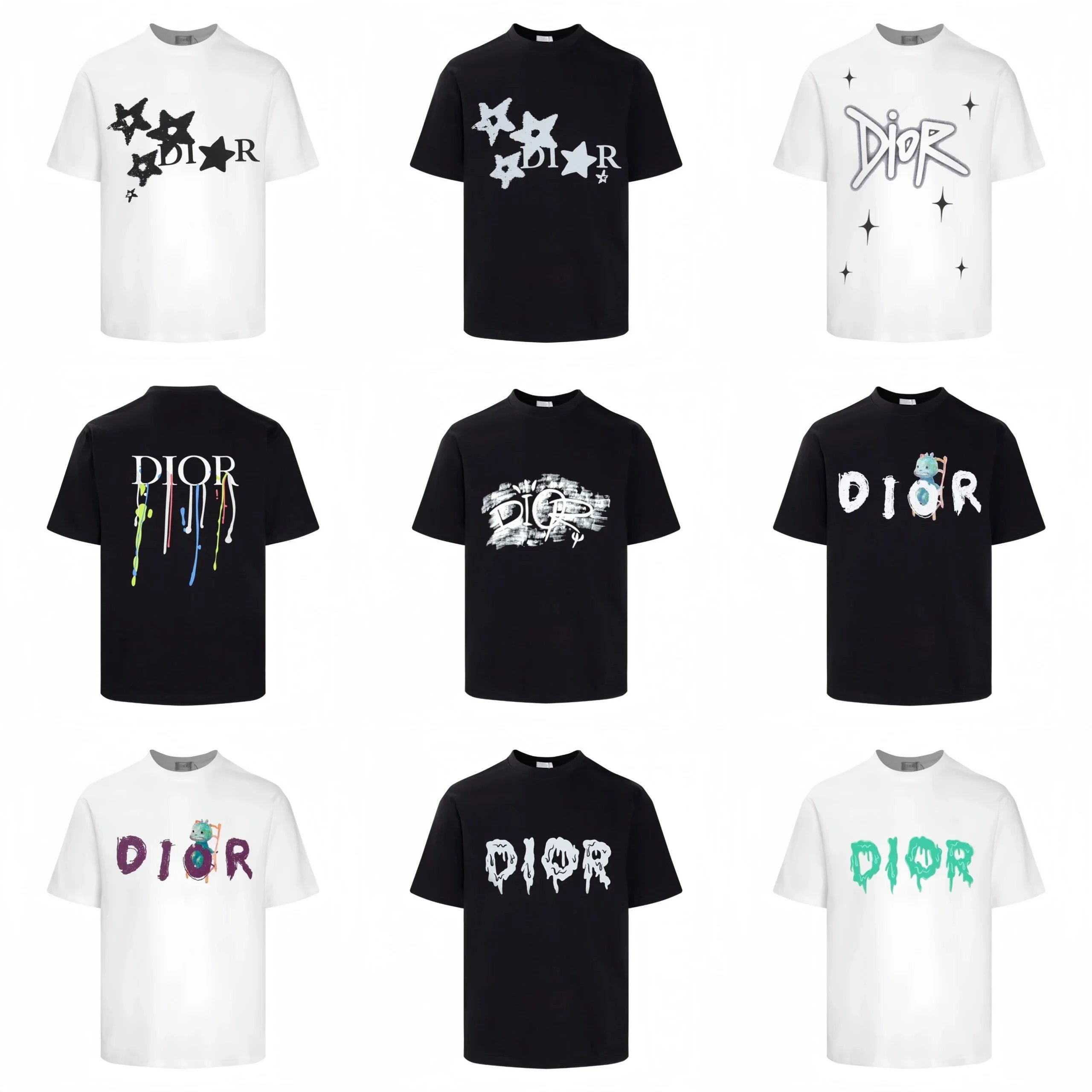 Dior Black and White Graphic T-Shirt Collection