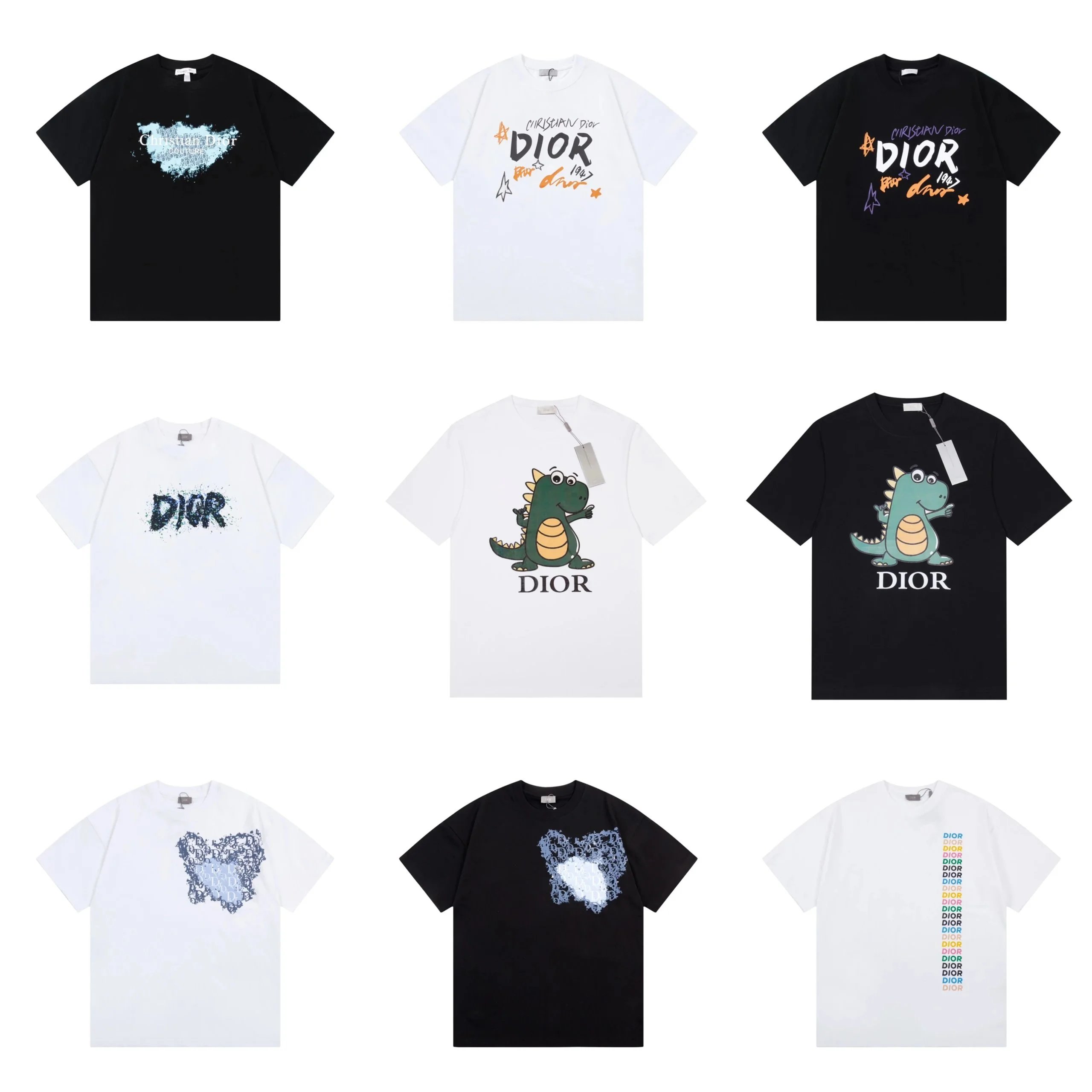 Dior Black and White Short Sleeve T-Shirts