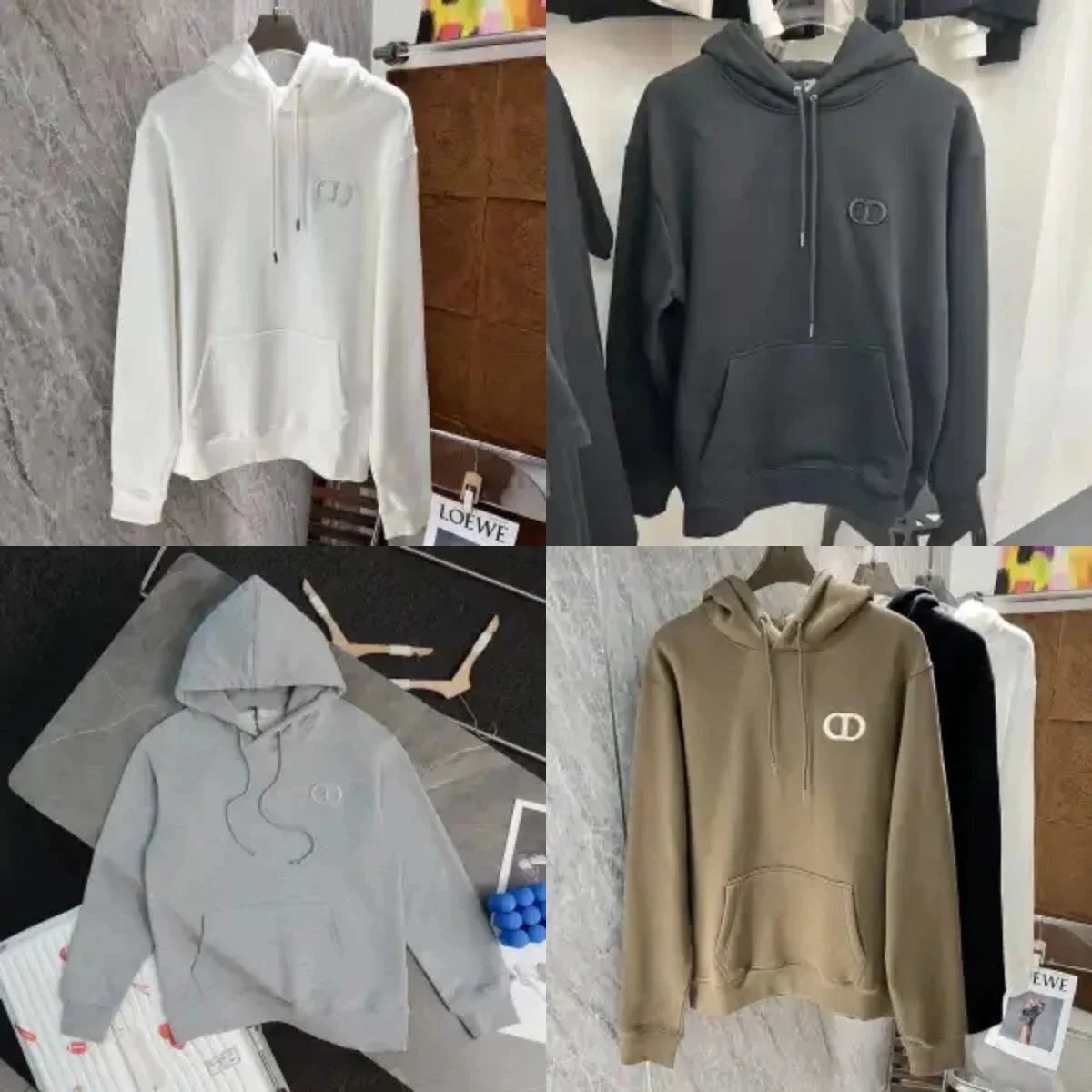 Dior Hoodie in White, Black, Grey, and Beige
