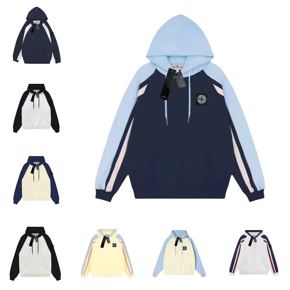 Stone Island Blue and Light Blue Hoodie