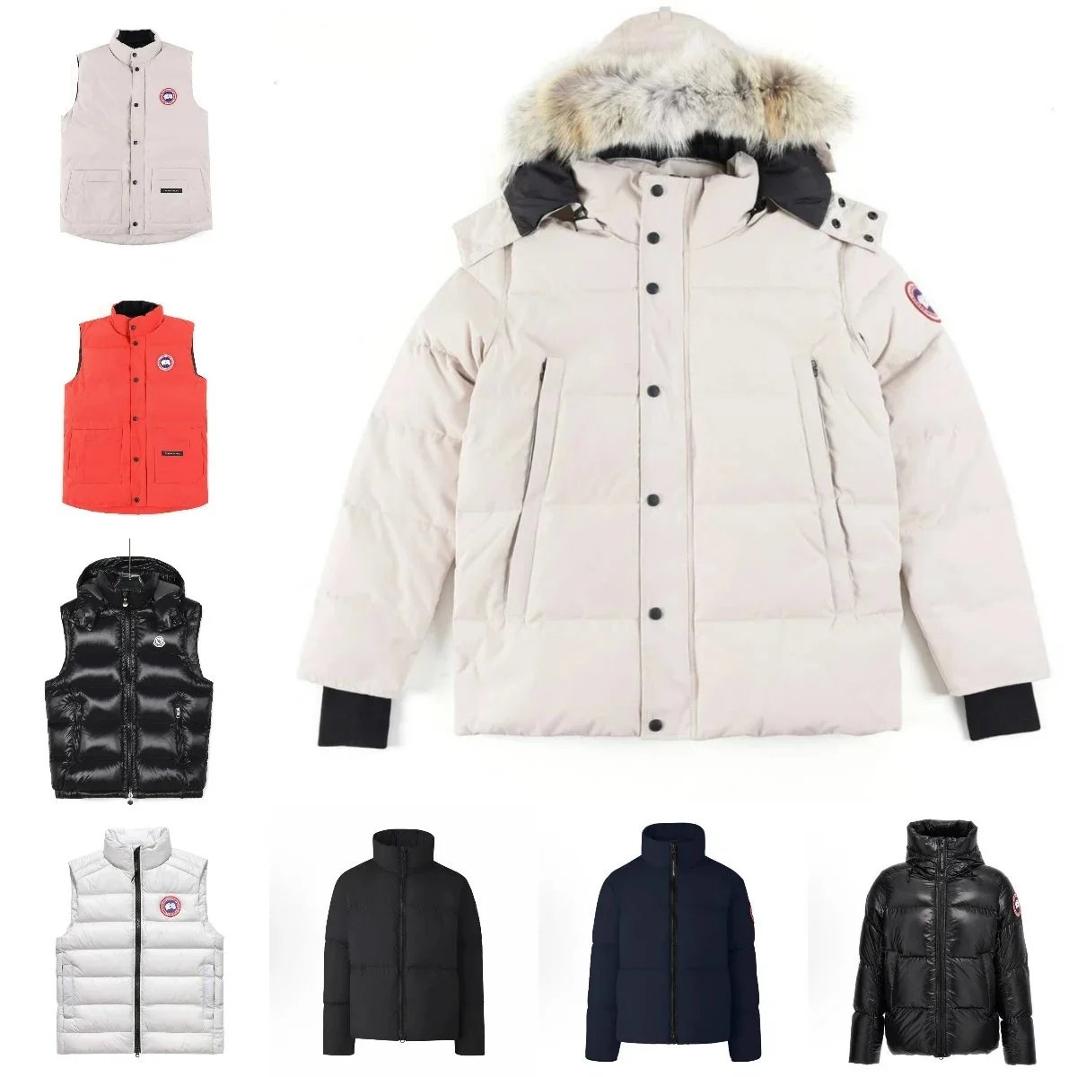 Canada Goose Beige Winter Jacket with Fur Hood