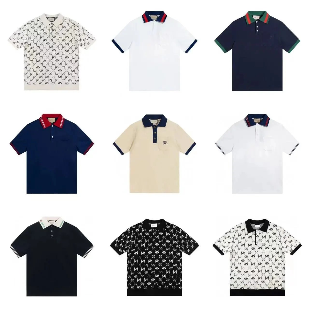 Gucci Polo Shirts in Various Colors and Patterns