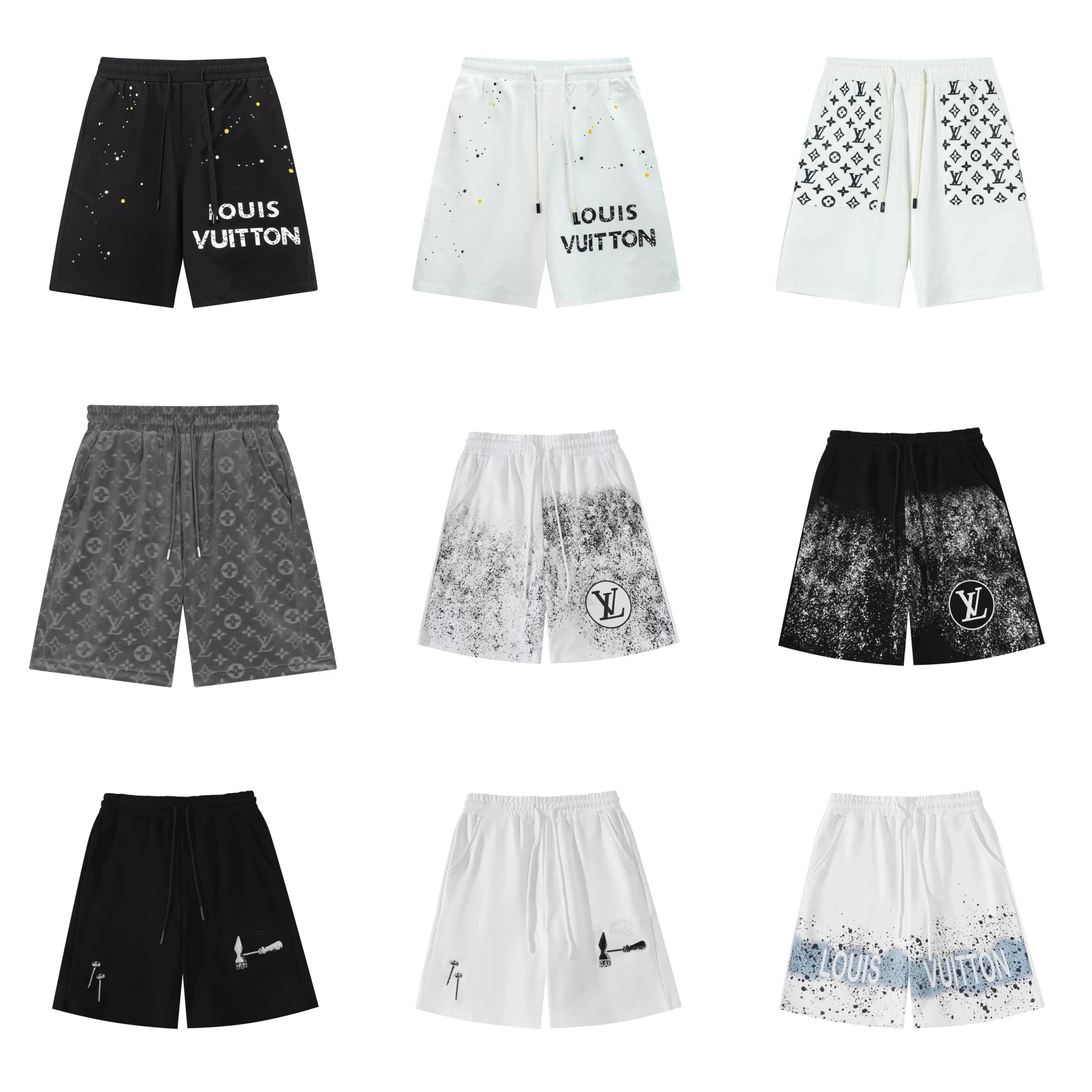 Louis Vuitton Black and White Drawstring Shorts