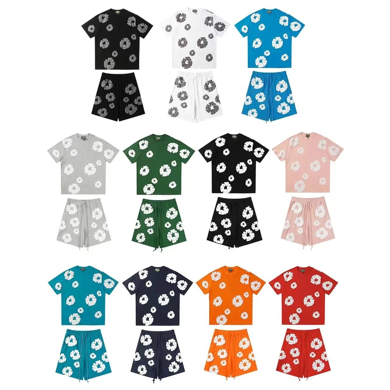 Graphic Print T-Shirt and Shorts Set in Multiple Colors