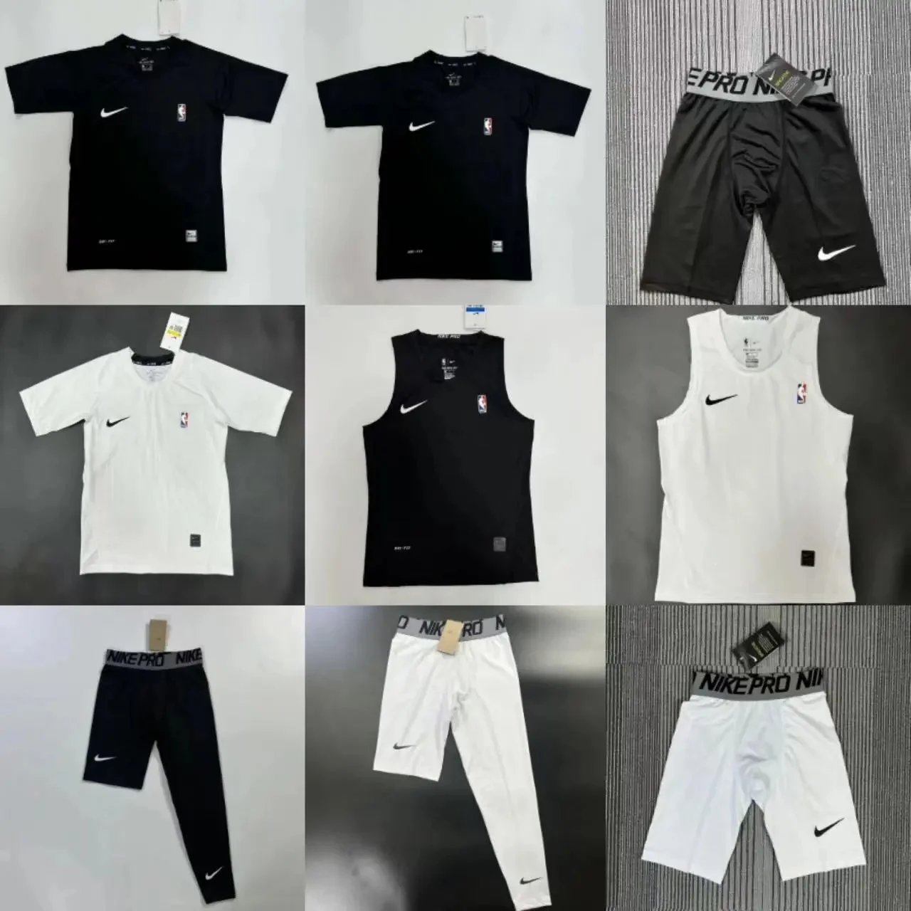 Nike Black and White NBA Compression Athletic Wear Set