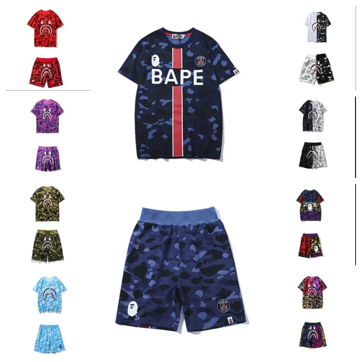 BAPE Blue Camo T-Shirt and Shorts Set
