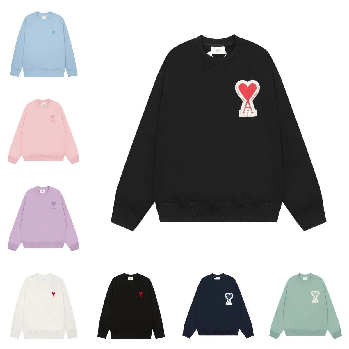 Ami Paris Black Heart Logo Crewneck Sweater