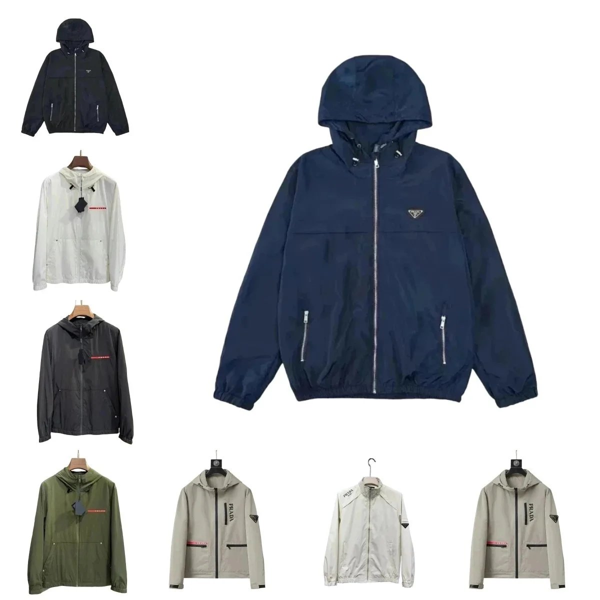 Prada Blue Hooded Windbreaker Jacket
