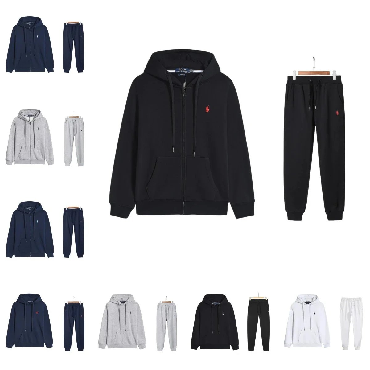 Ralph Lauren Black Full-Zip Hoodie and Pants Set