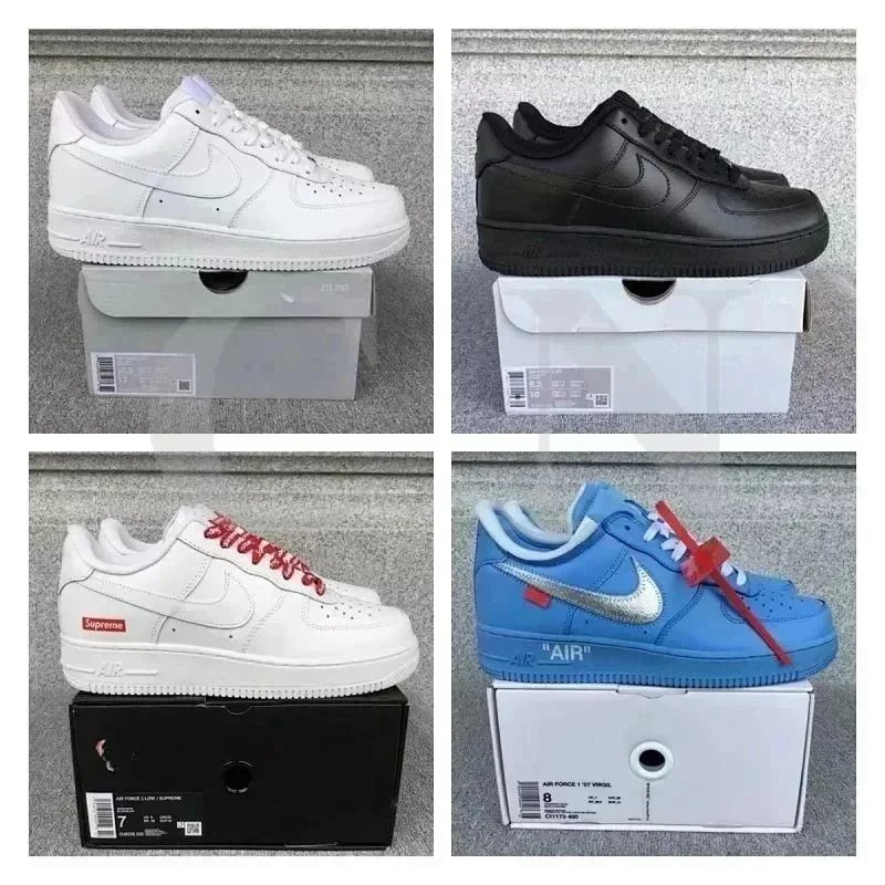 Nike Air Force 1 Low Sneakers in White, Black, and Blue Variants