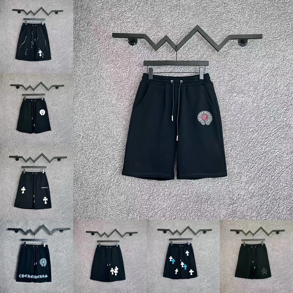 Chromey Black Cross Embroidery Shorts