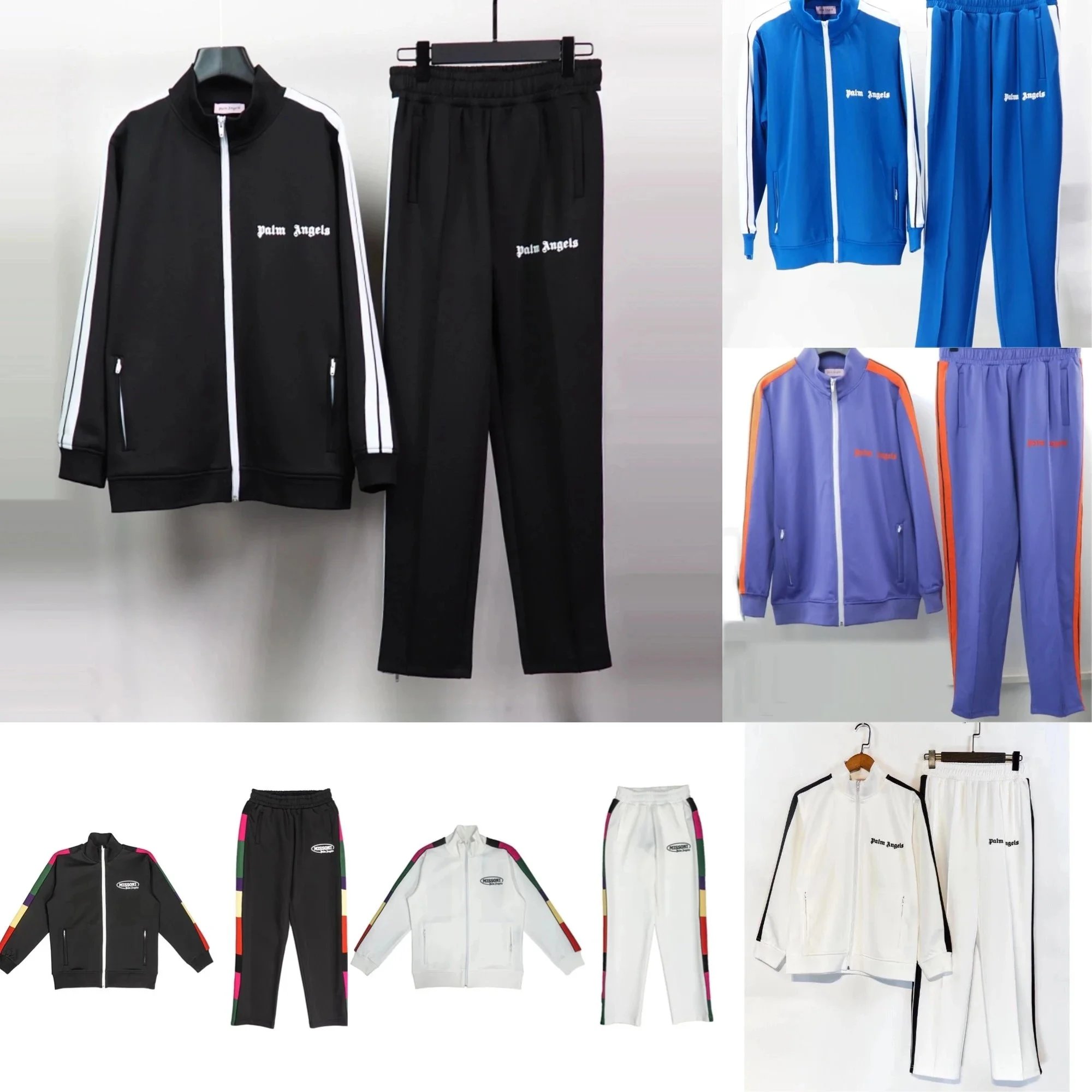 Palm Angels Black Track Jacket and Pants Set