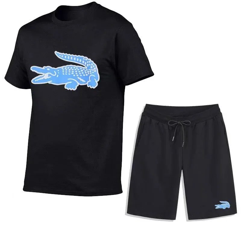 Lacoste Black Crocodile T-Shirt and Shorts Set