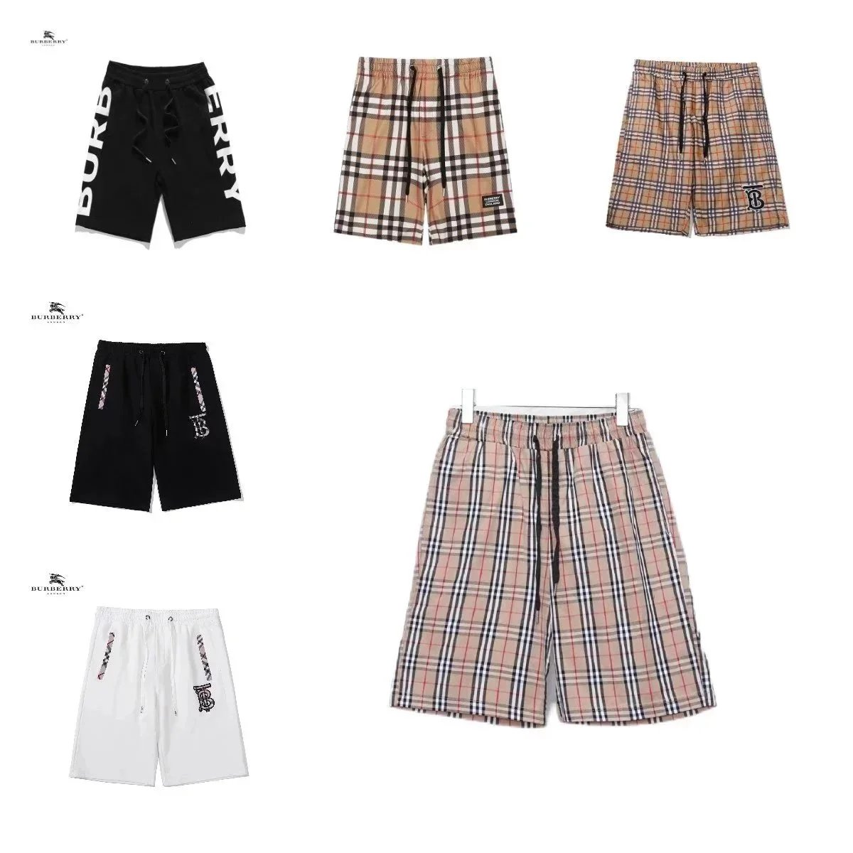 Burberry Black and Beige Plaid Shorts