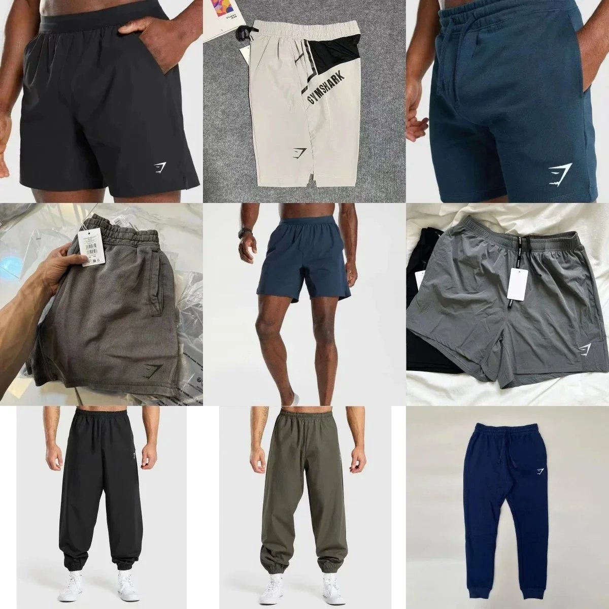 Gymshark Black Elastic Waist Shorts and Navy Joggers Set