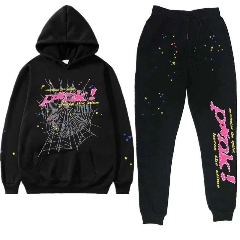 Pink! Black Hoodie and Sweatpants Set