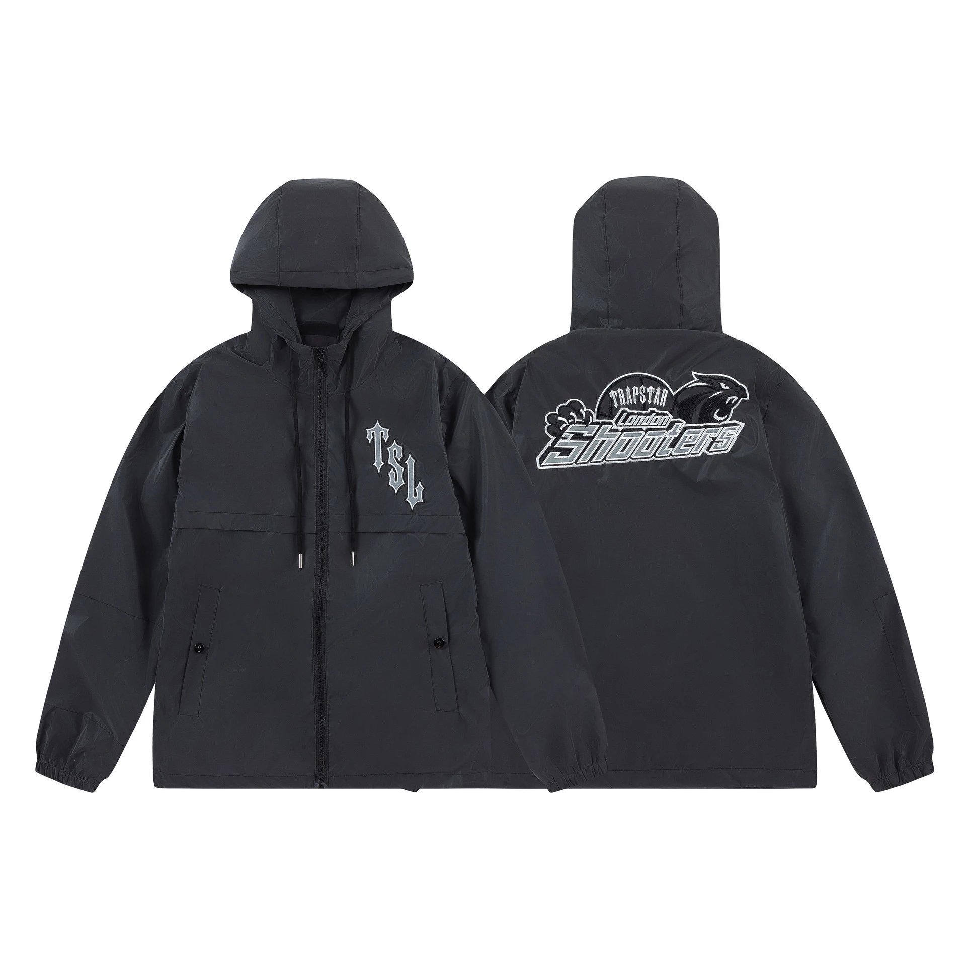 TSL Black Hooded Windbreaker Jacket