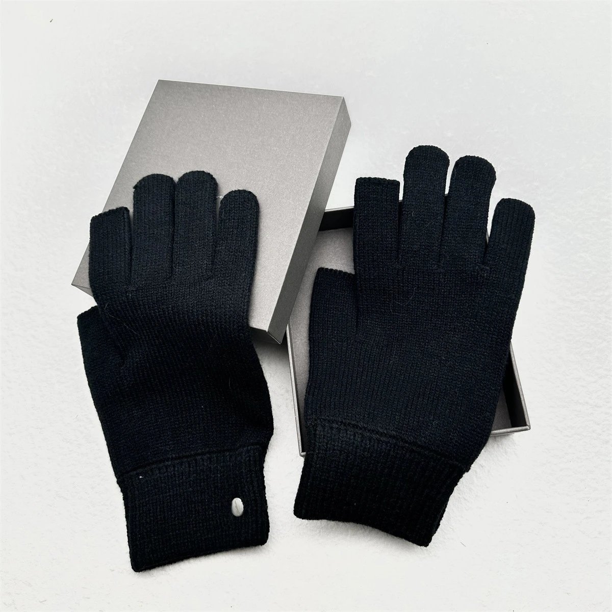Black Knit Fingerless Gloves in Gift Box