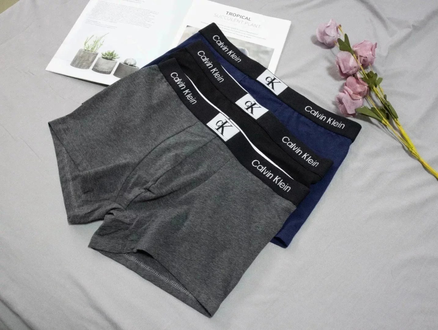 Calvin Klein Grey and Blue Boxer Shorts