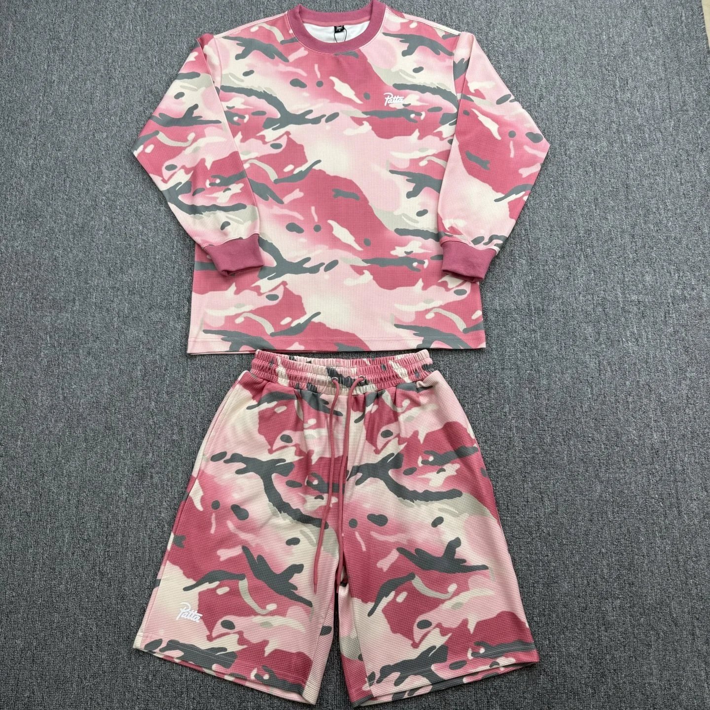 Patta Pink Camo Long Sleeve Top and Shorts Set