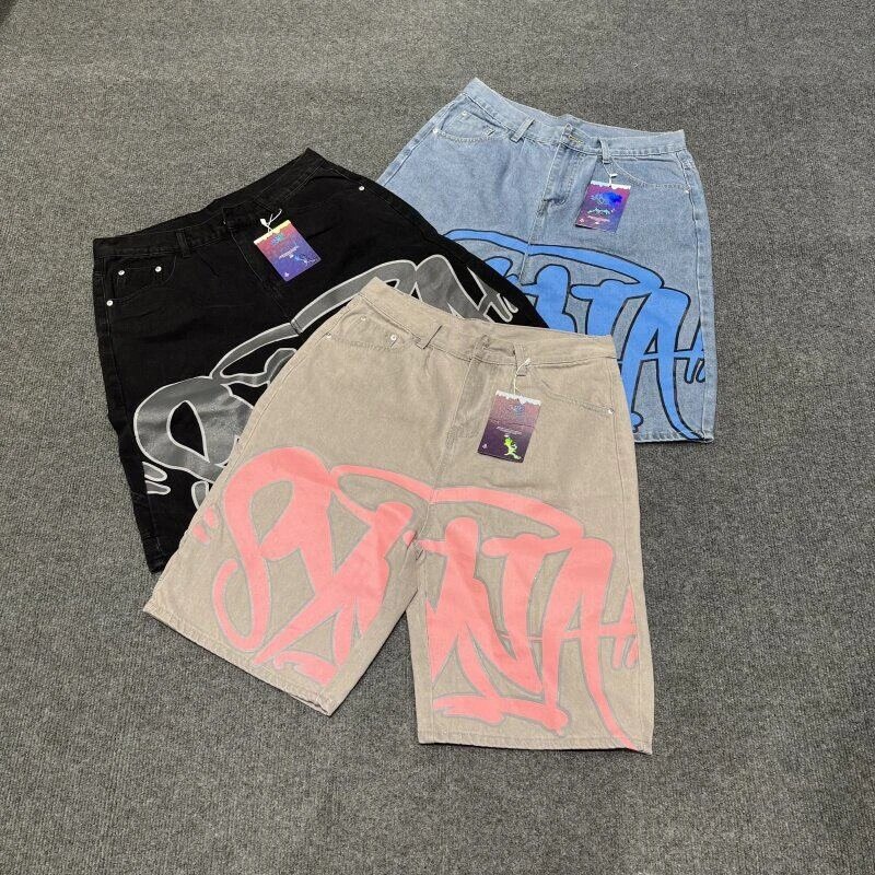 Denim Shorts with Graffiti Print