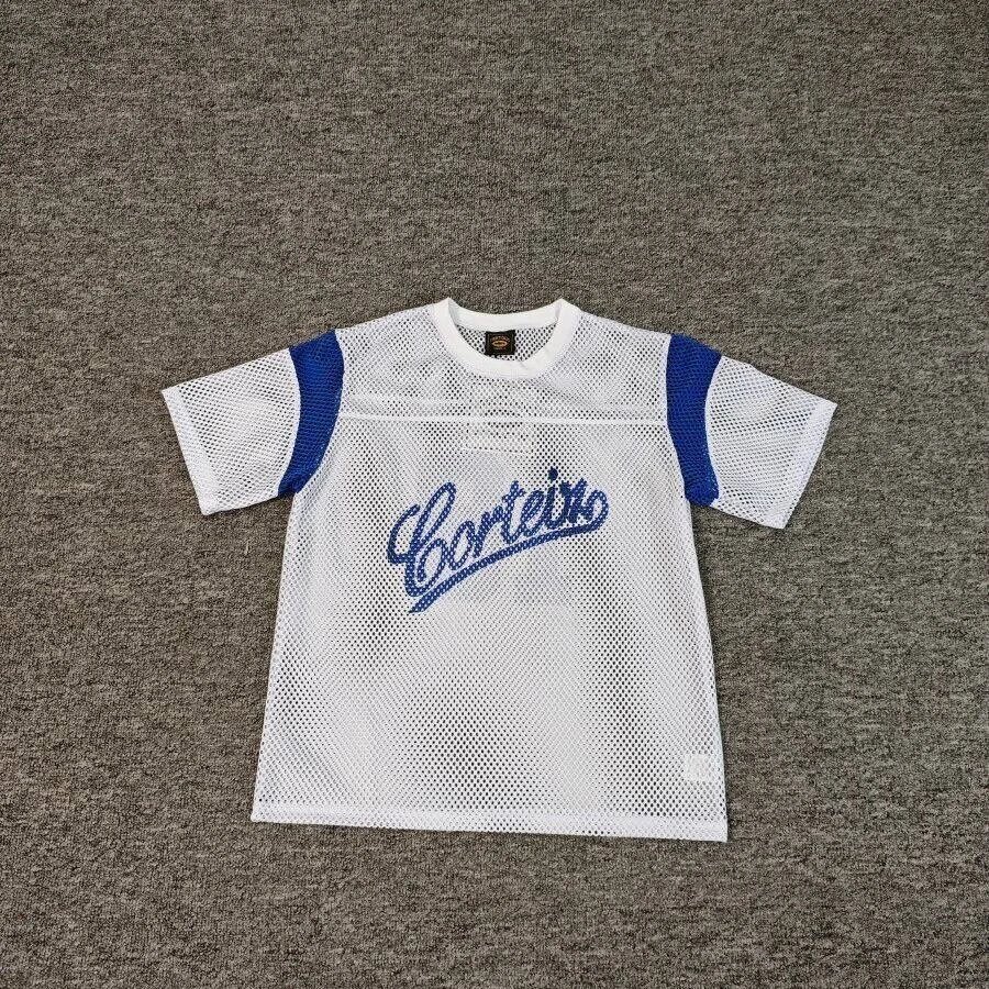 Corteix White Mesh T-Shirt with Blue Sleeves