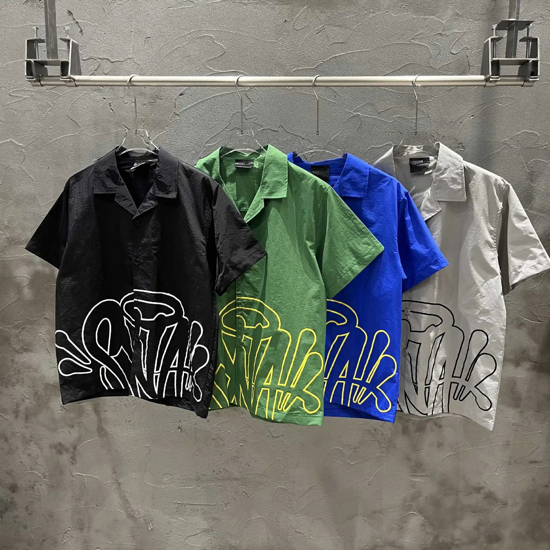 SNAAK Black/Green/Blue/White Short Sleeve Shirt