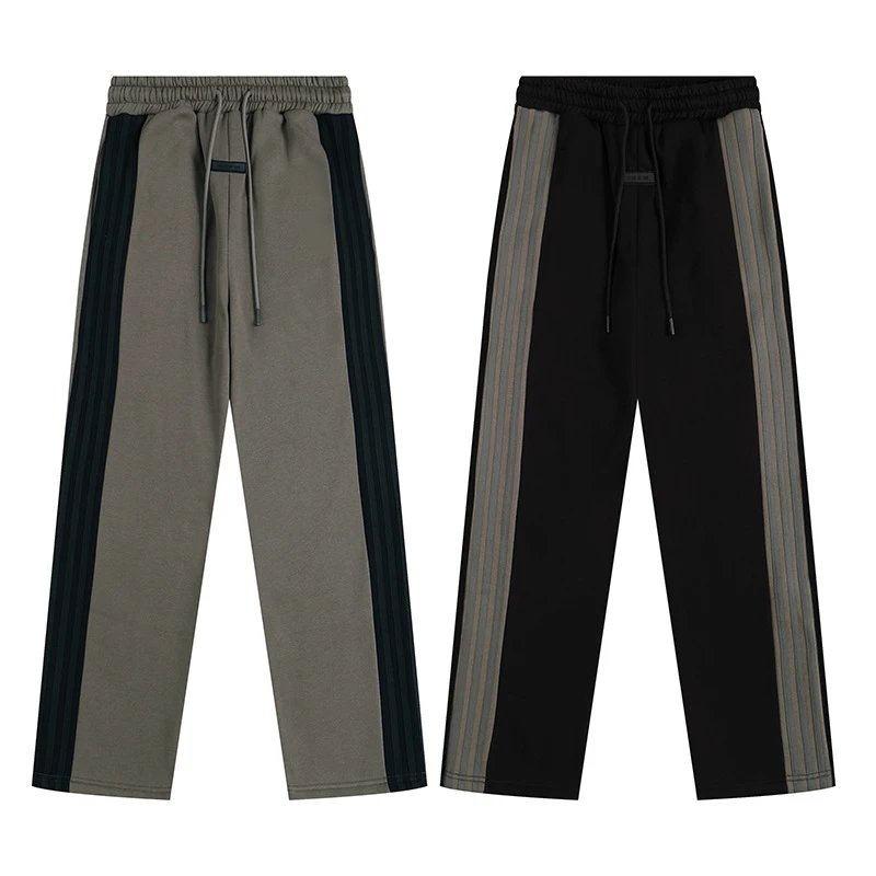 Black and Olive Stripe Side Track Pants