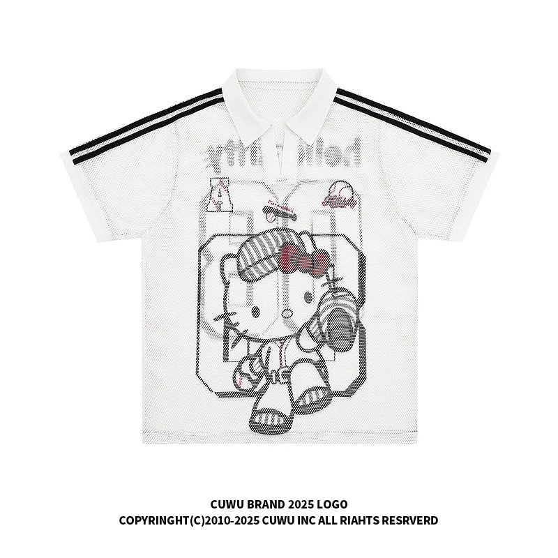 CUWU Brand White Polo with Graphic Design