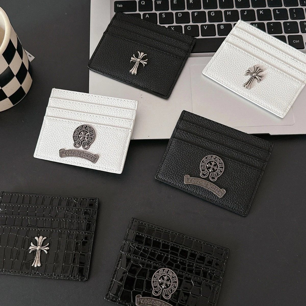 Chrome Hearts Black Leather Card Holder