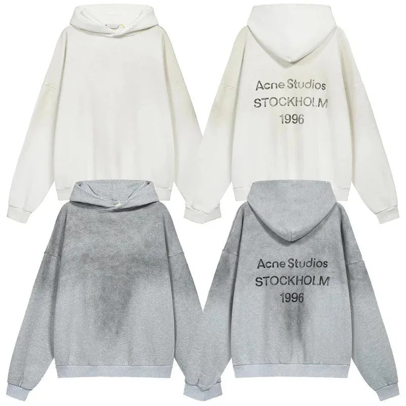 Acne Studios White and Grey Hooded Sweatshirts