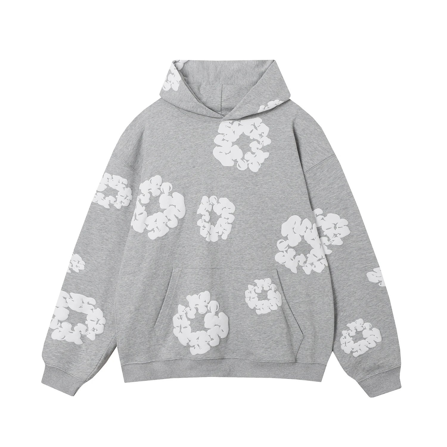 Gray Cloud Print Hoodie