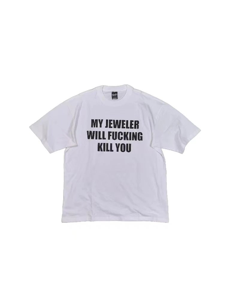 White Oversized T-Shirt with Bold Text